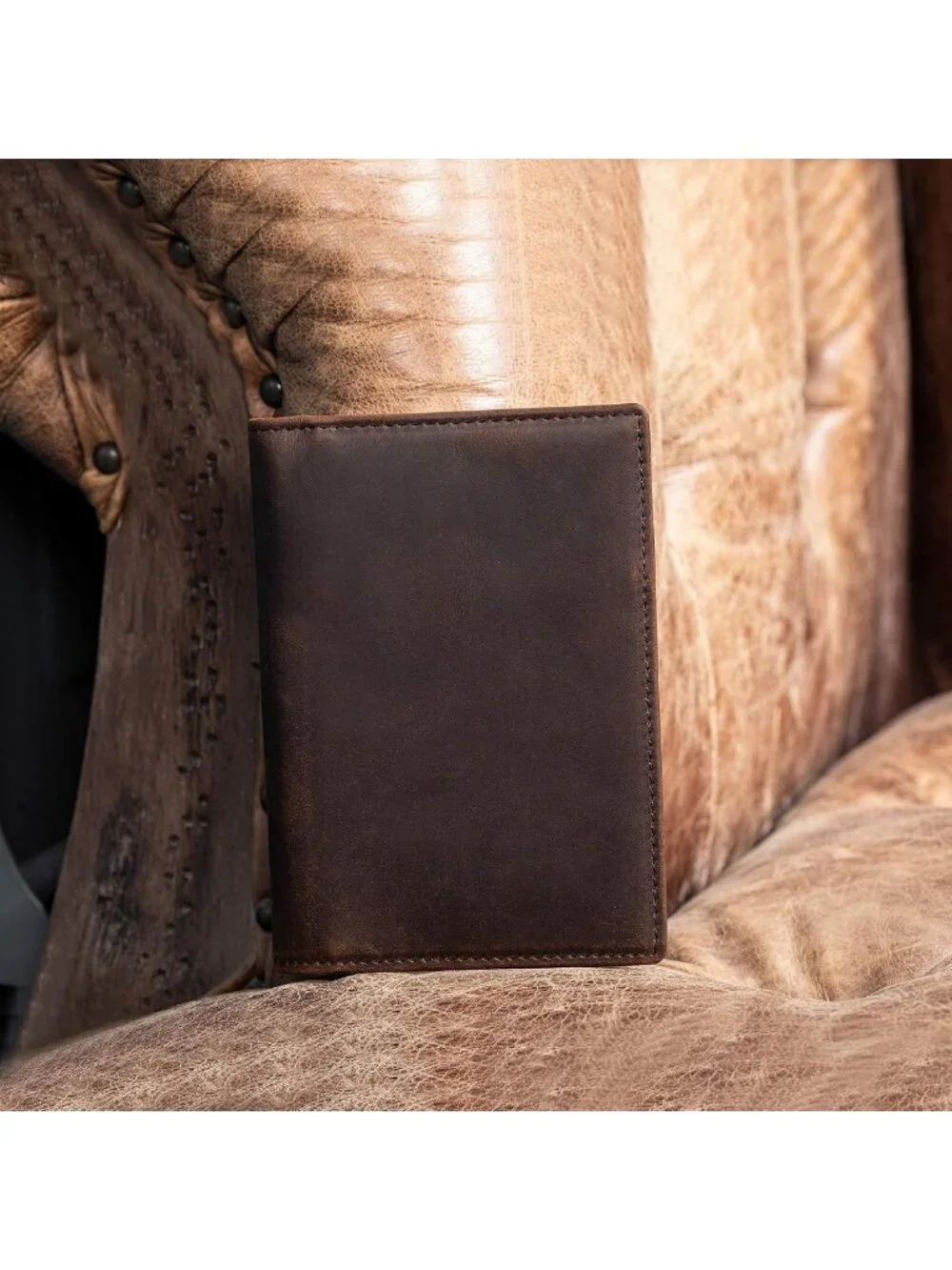 Slim RFID Blocking Leather Passport Holder & Travel Bifold Wallet for Men
